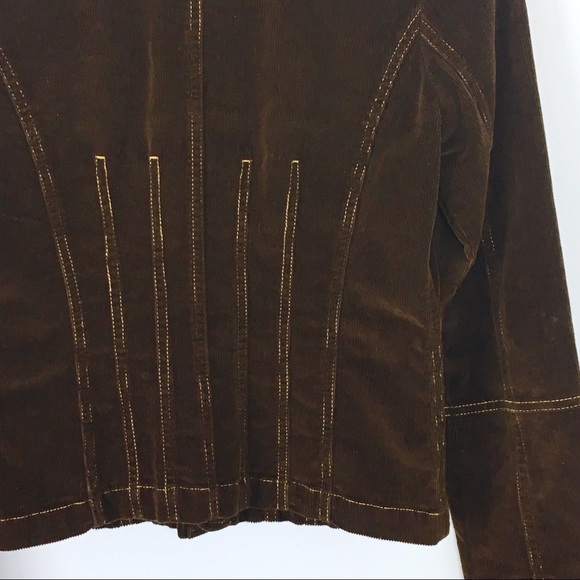 Tulle Brown Corduroy Fitted Blazer Jacket - Picture 5 of 8